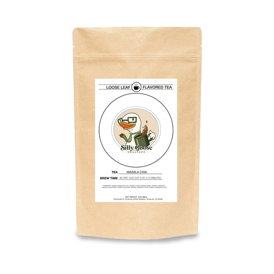 Silly Goose Roasters matcha tea package on a white background